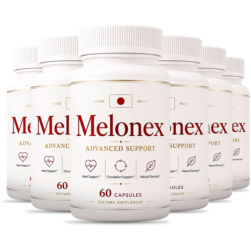 Six bottles of Melonex heart and circulation support capsules